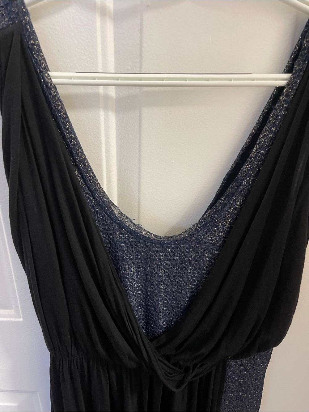 Free People Navy Blue Sleeveless Shimmer Metallic Asymmetrical Dress Small - Picture 5 of 8